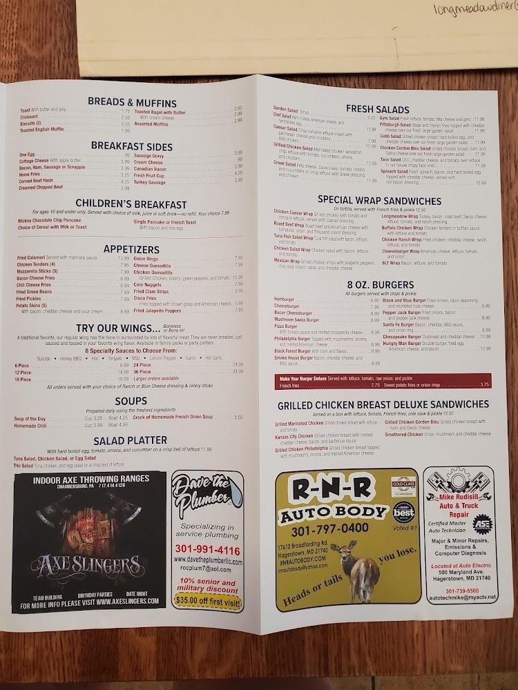 Longmeadow Diner Menu image 1